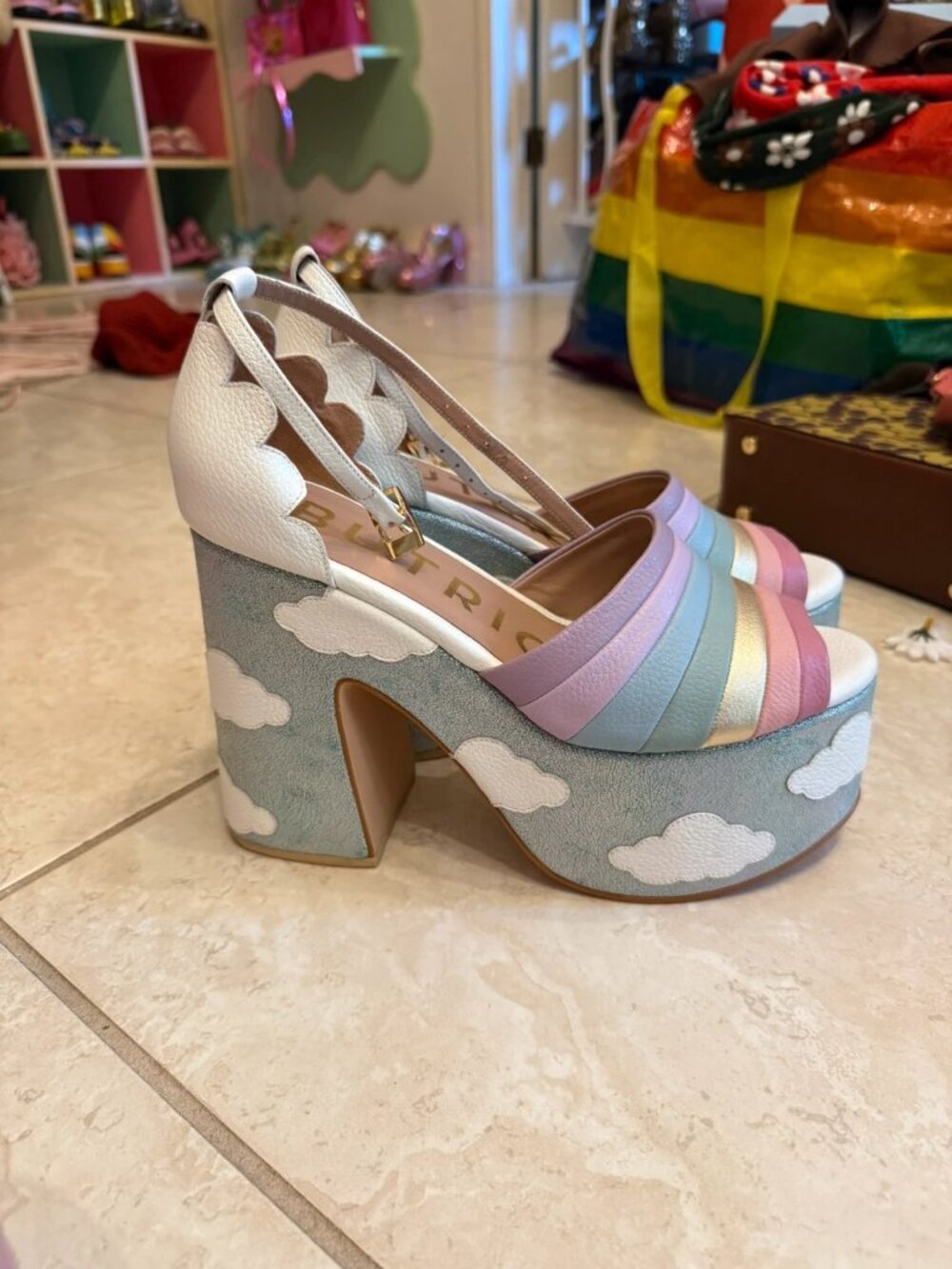 Jessica Butrich rainbow pastel cloud platforms size 39: U.S. 8